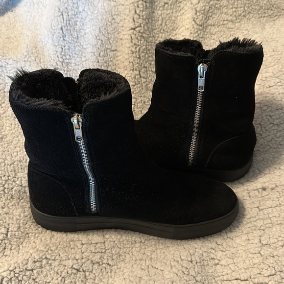 J Slides Black Suede Leather Double Zipper Calf Boots 9.5 M - Picture 4 of 11